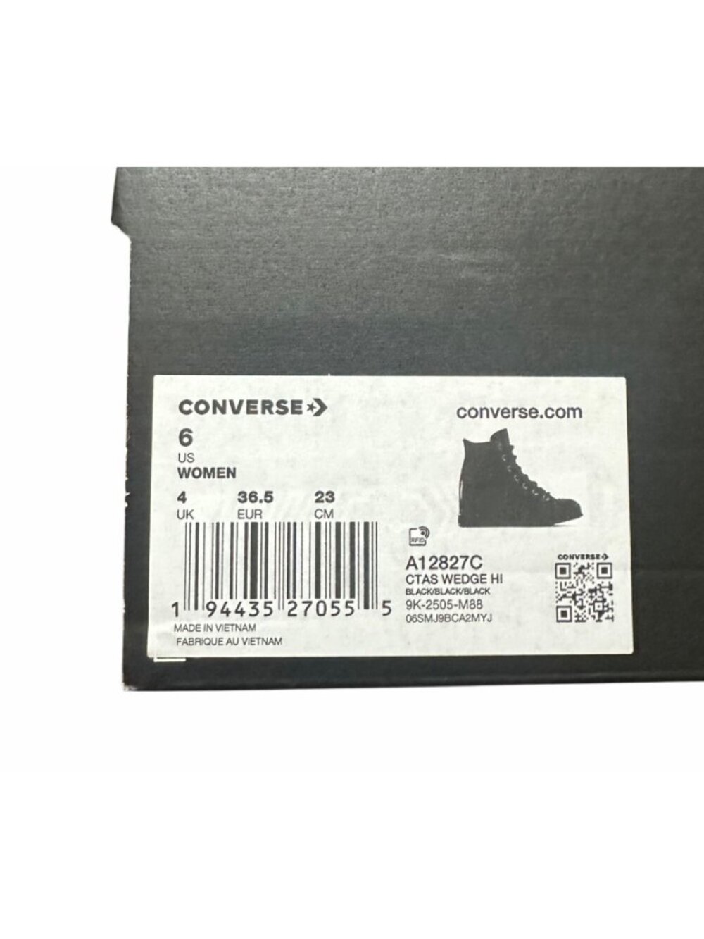 ✨Converse Chuck Taylor Wedge Platform Leather Sz 6 Women's Shoes Black A12827C - Picture 8 of 9